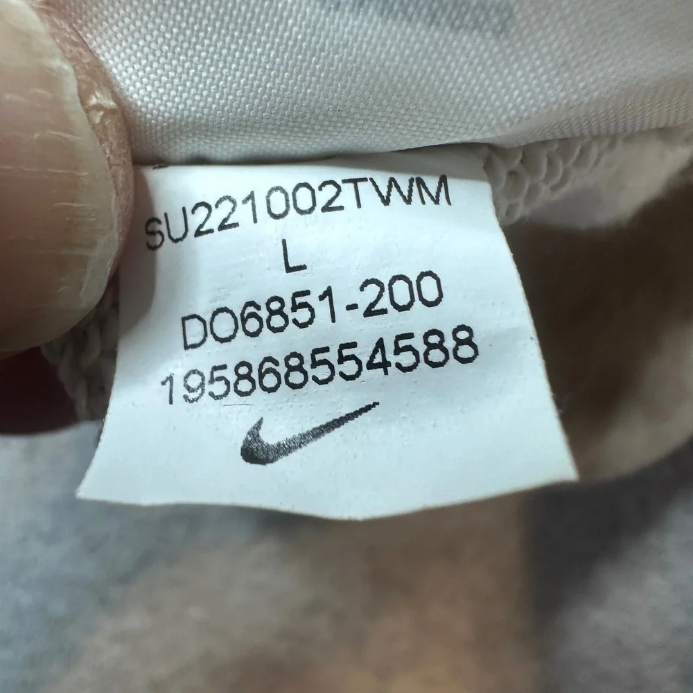 Nike Hoodie Womens L Tan DO6851-200 Sportswear Fleece Orange Logo Pullover Sweat